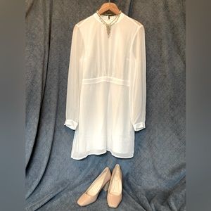 🆕 ModCloth Classy White Dress w/ Sheer Detail